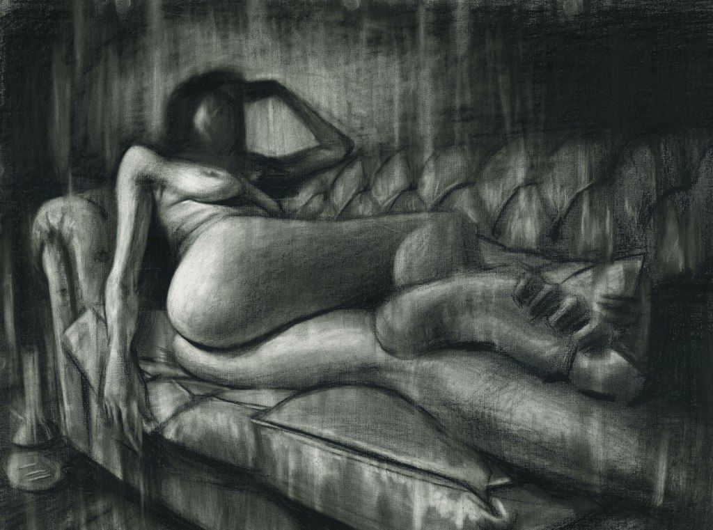 (74 x 52 cm) charcoal on&nbsp;canvas